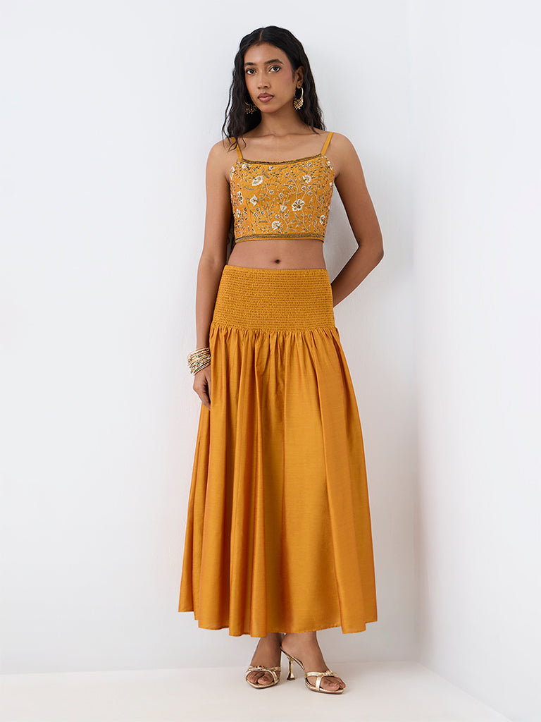 Vark Mustard Smocked Skirt