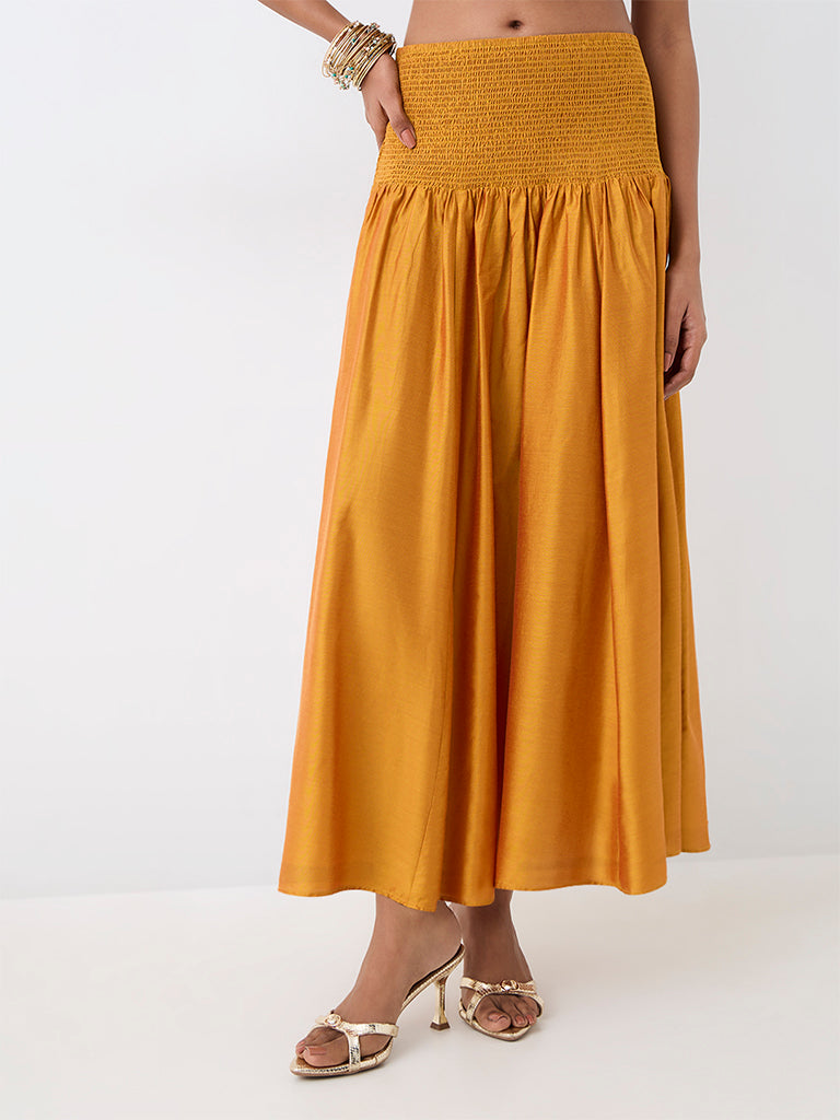 Vark Mustard Smocked Skirt