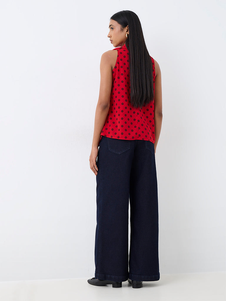 Wardrobe Indigo Solid High-Waist Flared Jeans