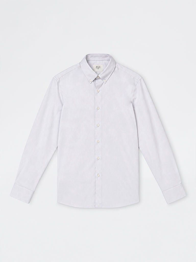 WES Formals Grey Solid Slim-Fit Cotton Shirt