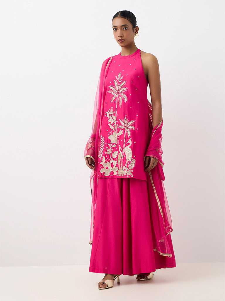 Vark Fuchsia Nature-Inspired A-Line Ethnic Set