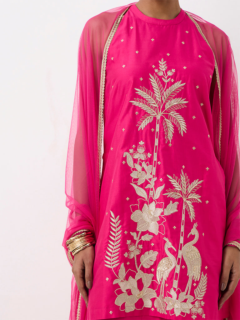 Vark Fuchsia Nature-Inspired A-Line Ethnic Set