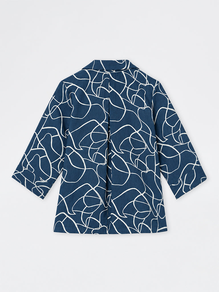 Gia Navy Abstract Printed Shirt