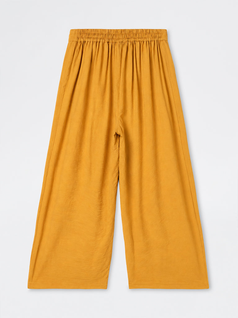 Gia Mustard Solid High-Rise Trousers