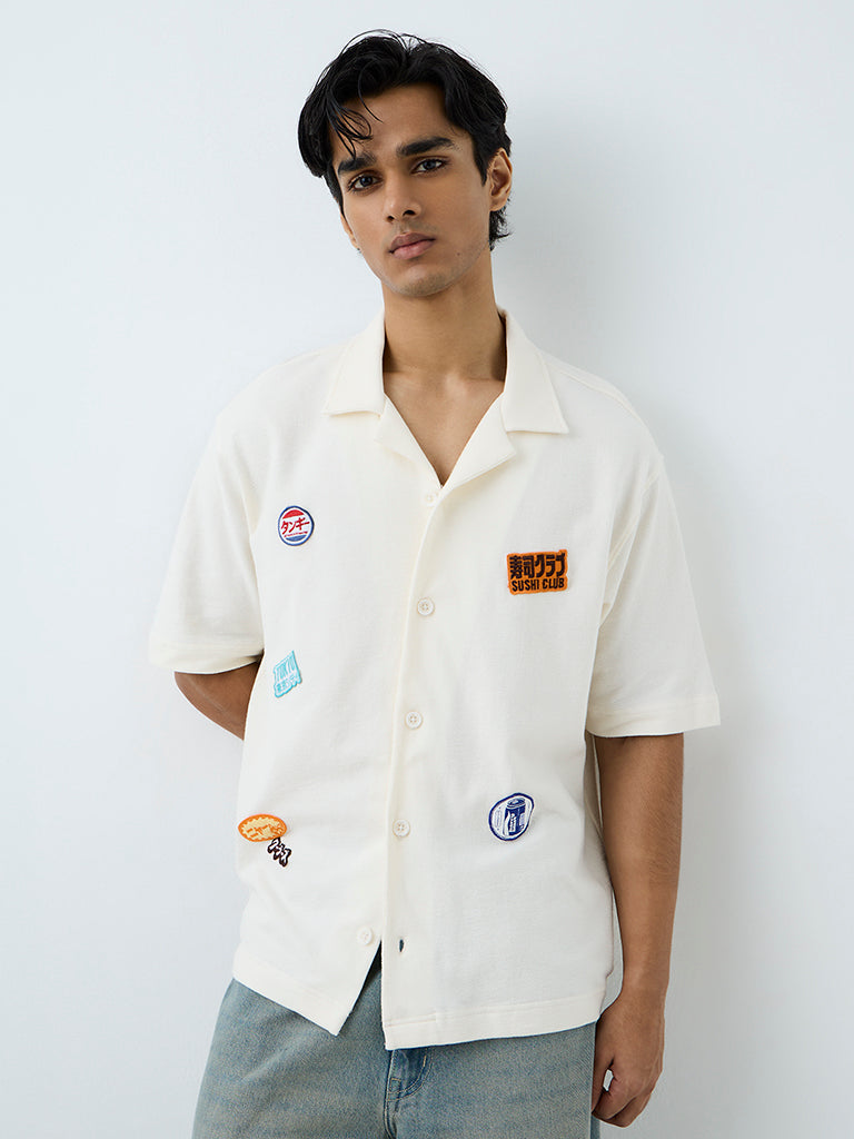 Nuon Off-White Patch-Detailed Relaxed-Fit Shirt