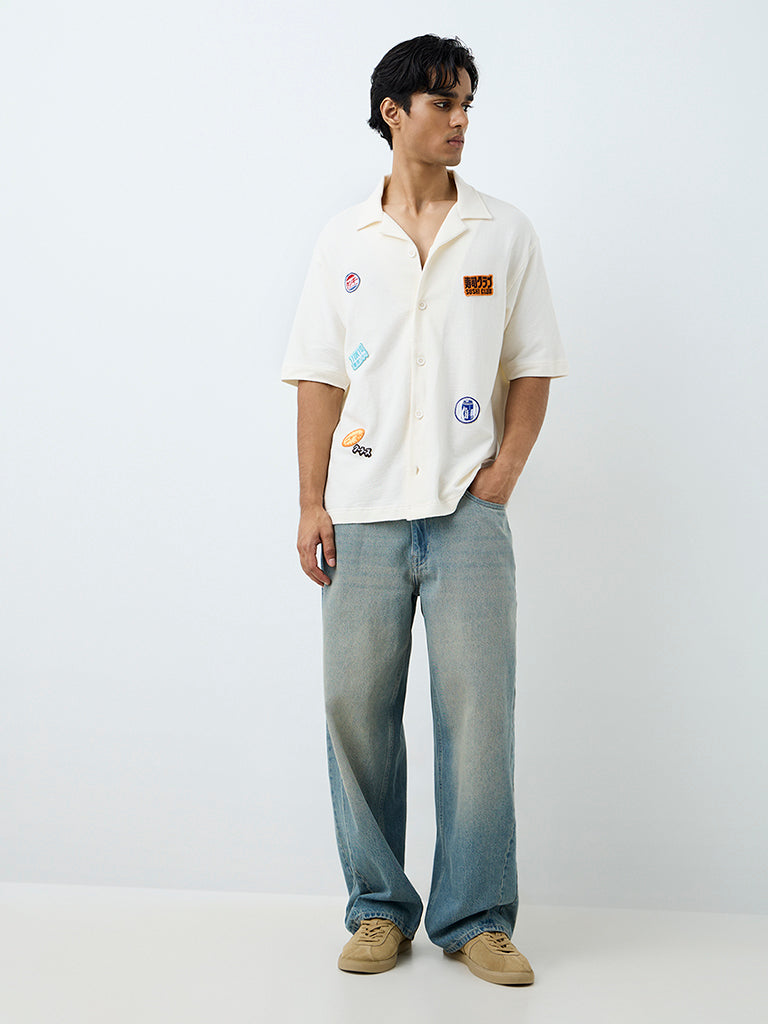 Nuon Off-White Patch-Detailed Relaxed-Fit Shirt