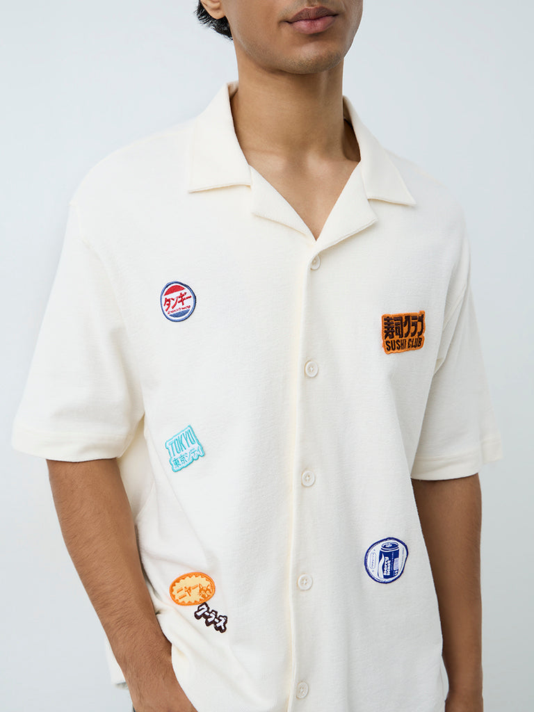 Nuon Off-White Patch-Detailed Relaxed-Fit Shirt