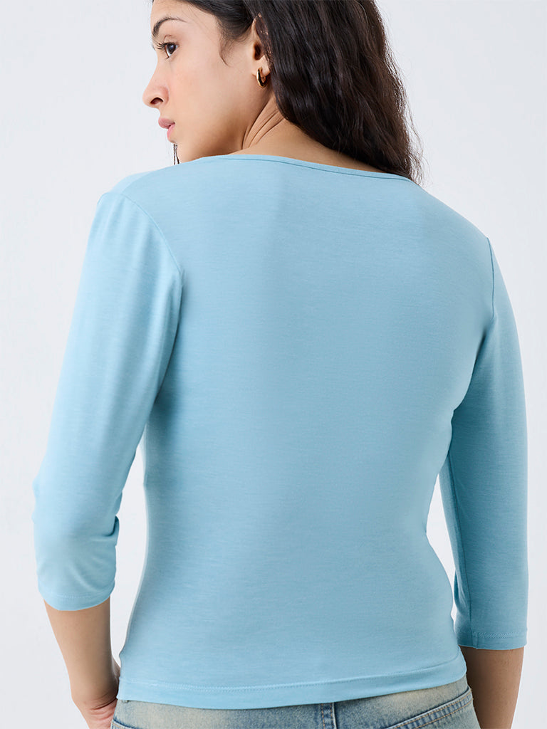 Nuon Light Blue Solid Top