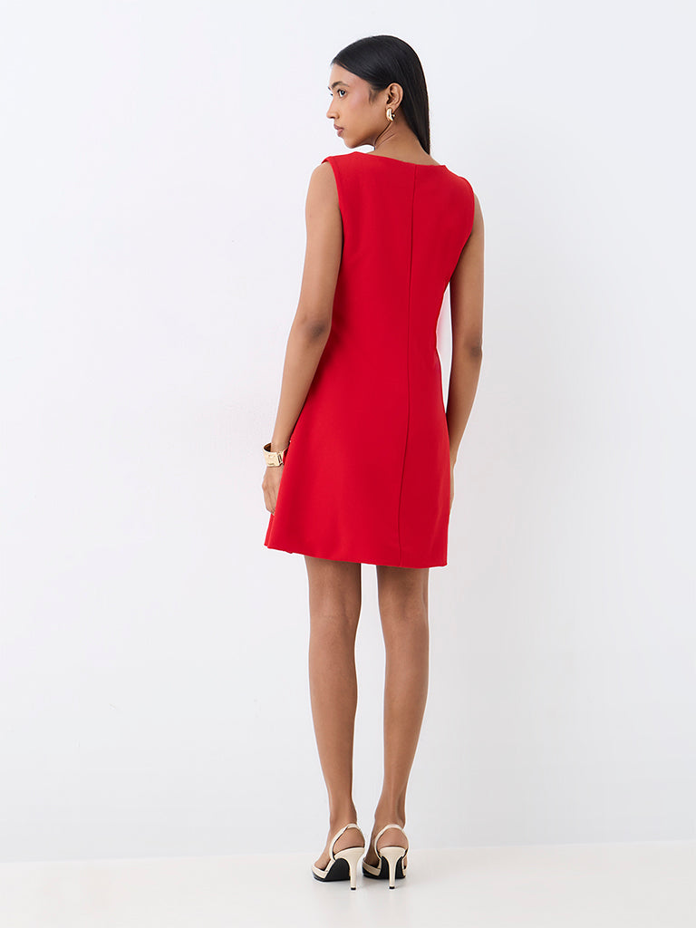 Wardrobe Red Panelled A-Line Dress