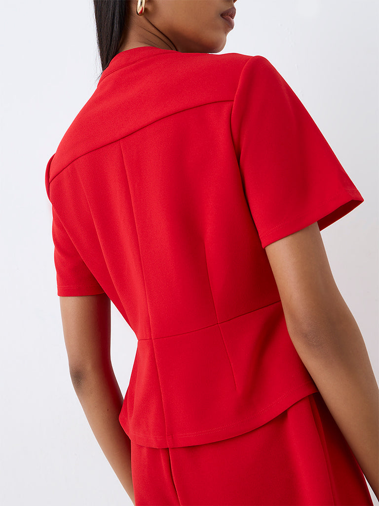 Wardrobe Red Panelled Blouse