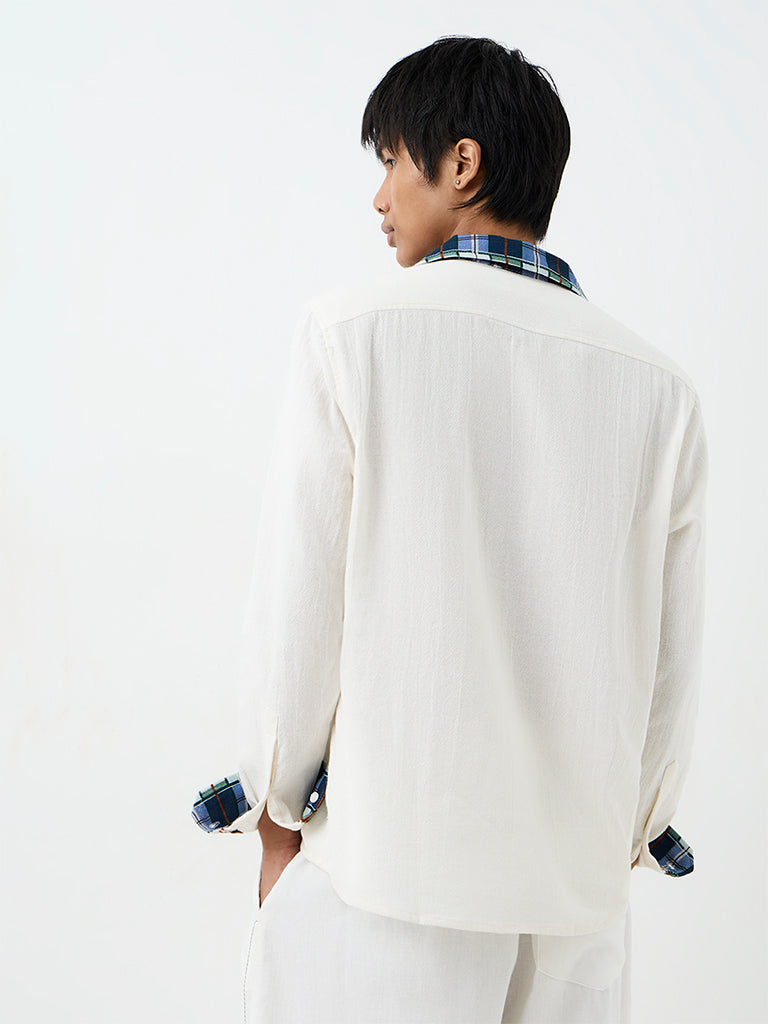 ETA White Patchwork Embroidered Relaxed-Fit Cotton-Blend Shirt