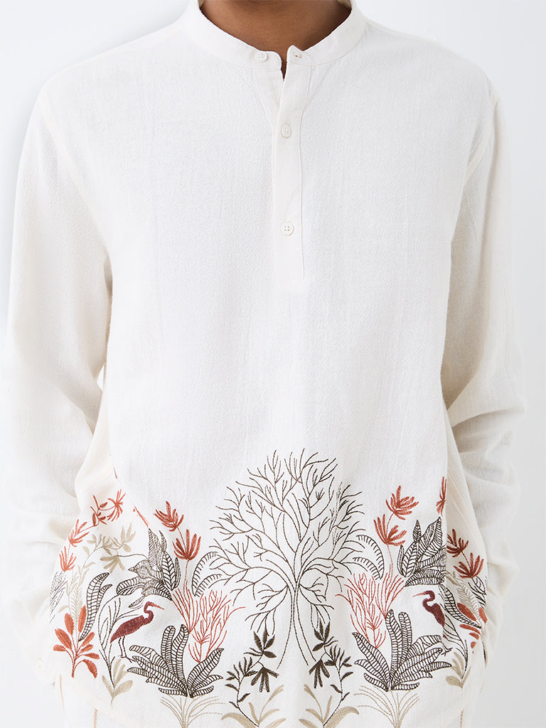 ETA Off-White Foliage Embroidered Relaxed-Fit Cotton Shirt