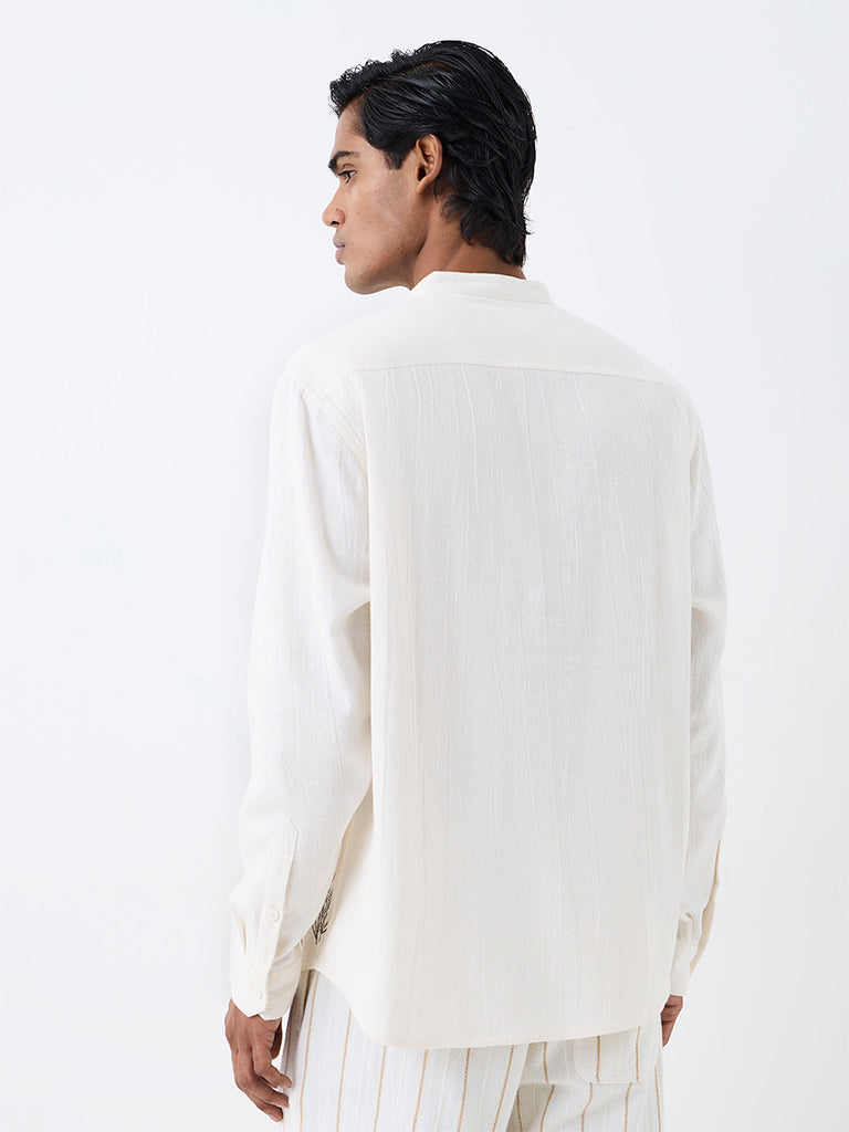 ETA Off-White Foliage Embroidered Relaxed-Fit Cotton Shirt