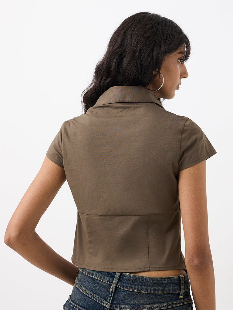 Nuon Olive Solid Blouse