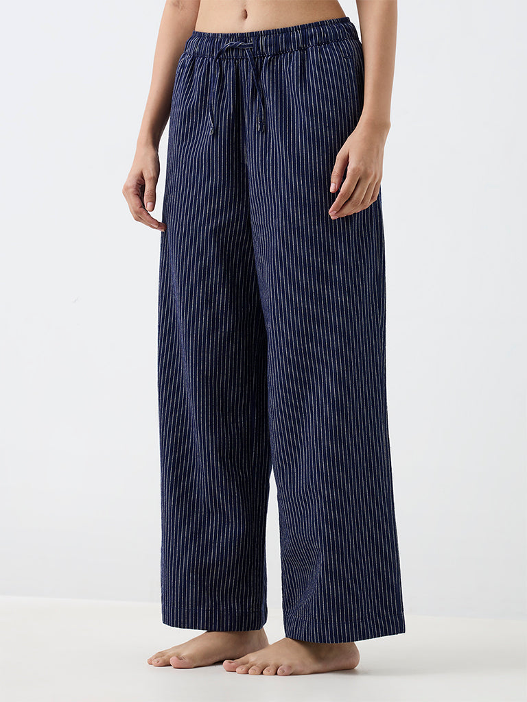 Wunderlove Navy Striped High-Rise Pants