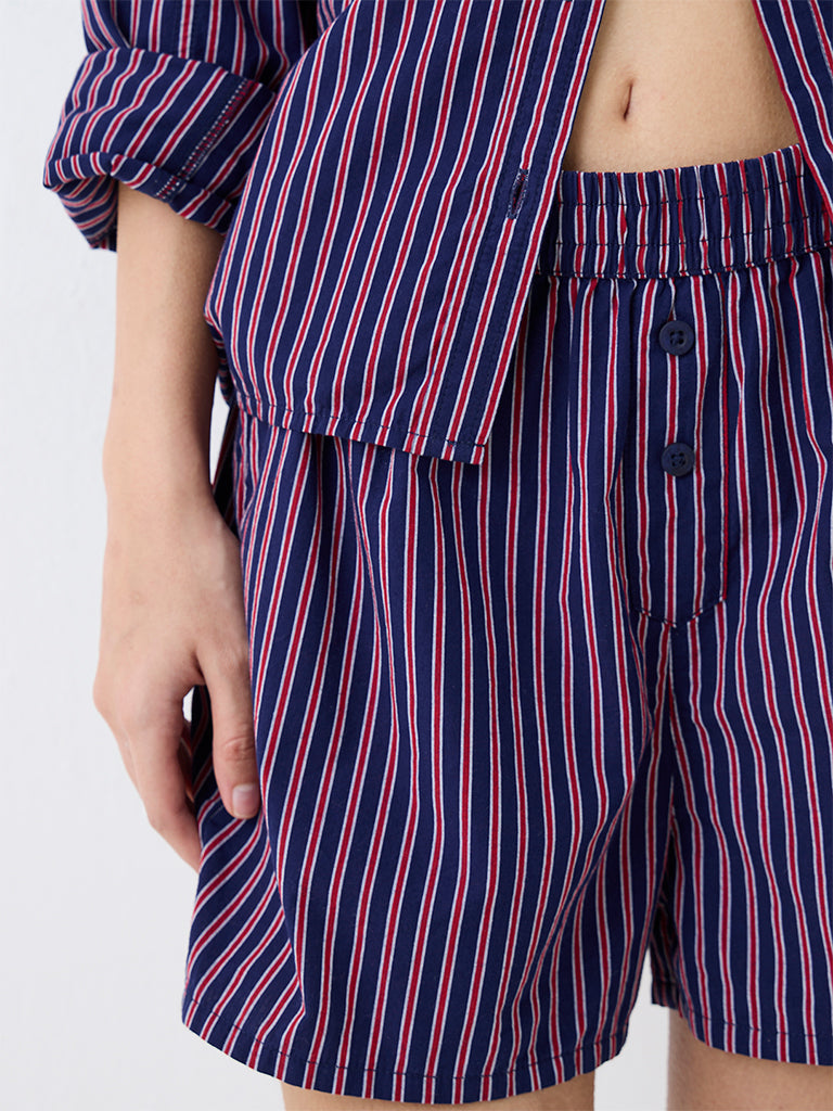 Superstar Navy Striped High-Rise Shorts
