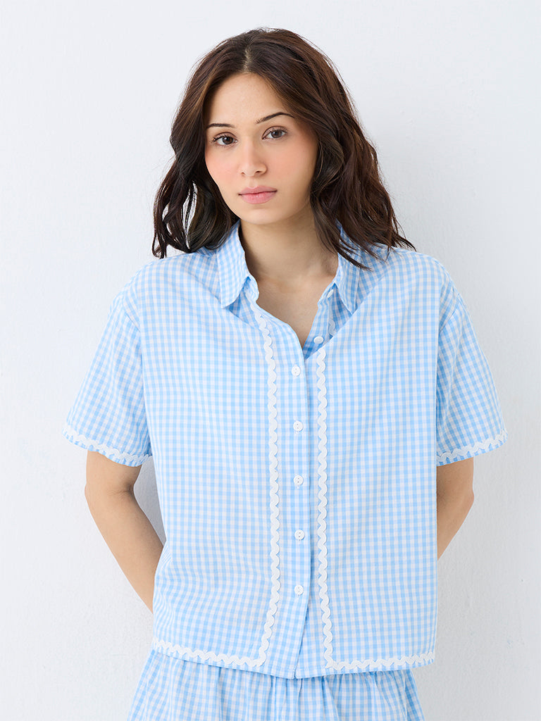 Superstar Blue Gingham Checkered Shirt