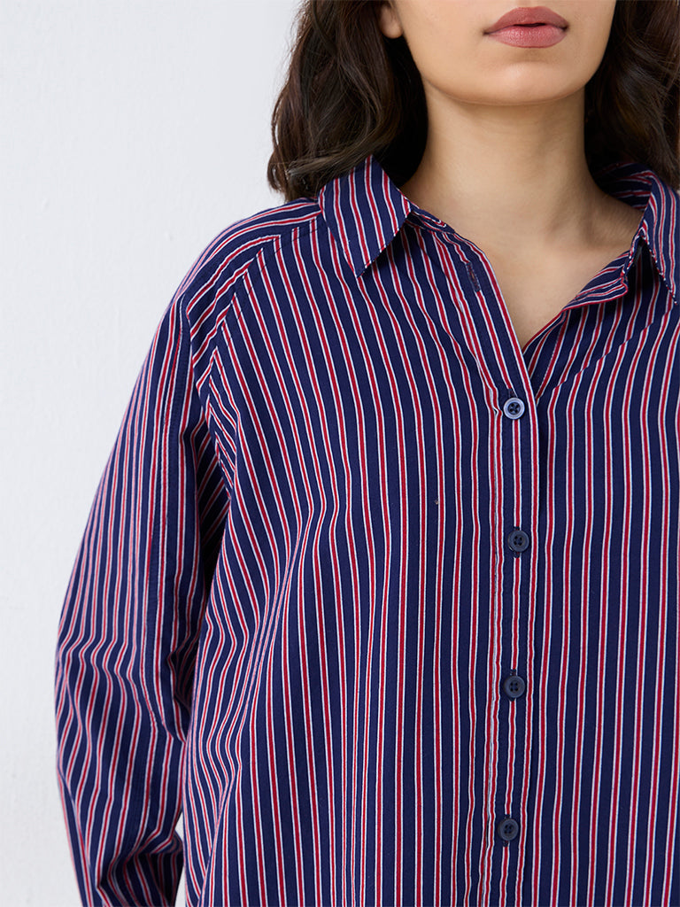 Superstar Navy Striped Cotton Shirt