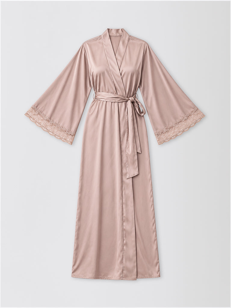 Luxury Satin Lace-Trim Robe