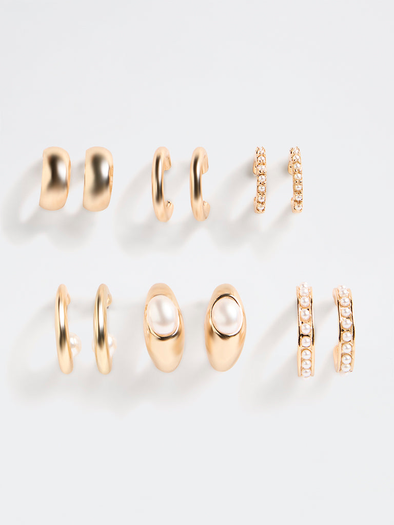 Westside Accessories Gold Pearlescent Hoop Earrings - Pack of 6