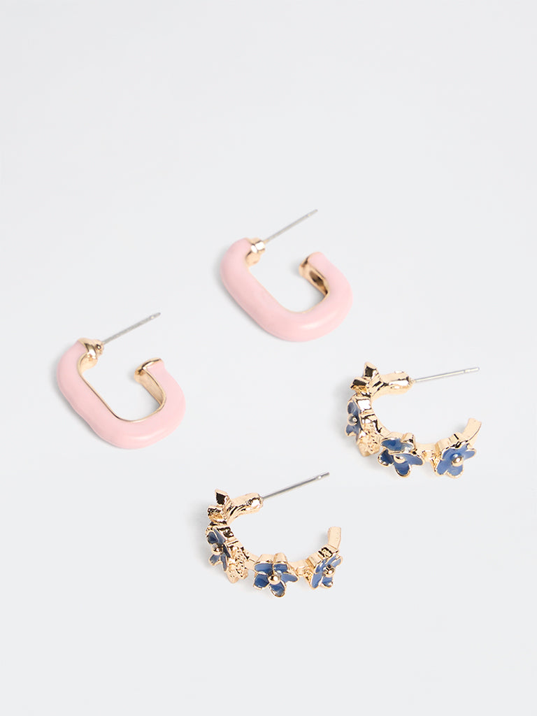 Westside Accessories Multicolour Hoop Earrings - Pack of 2