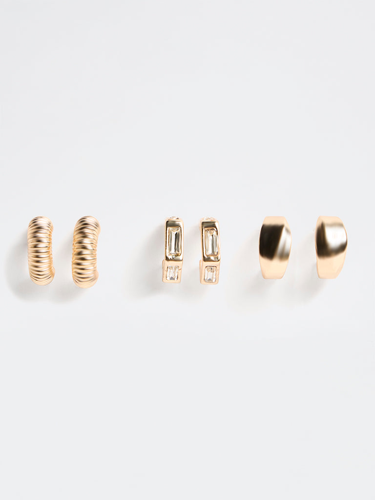 Westside Accessories Gold Multi-Hoop Earrings - Pack of 3