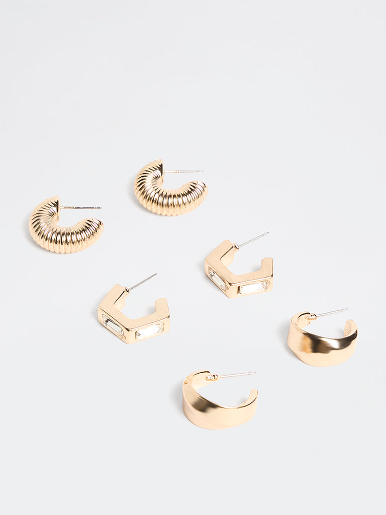Westside Accessories Gold Multi-Hoop Earrings - Pack of 3