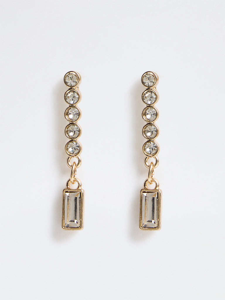 Westside Accessories Gold Crystal Stone Dangler Earrings