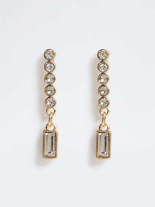 Westside Accessories Gold Crystal Stone Dangler Earrings