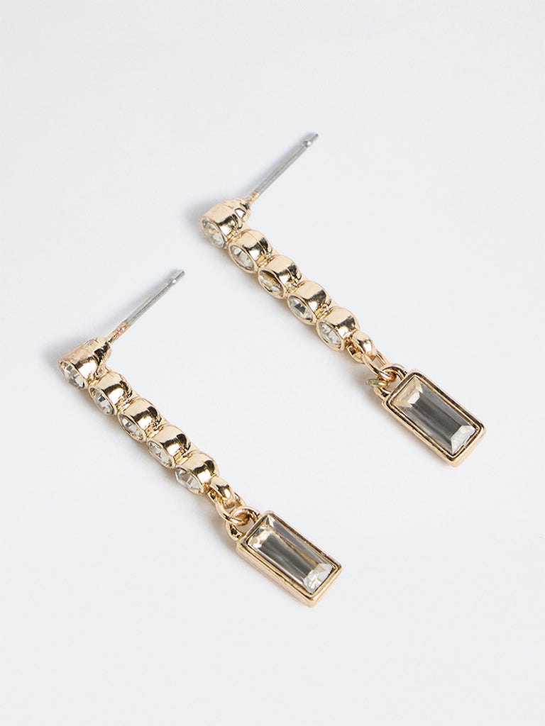 Westside Accessories Gold Crystal Stone Dangler Earrings