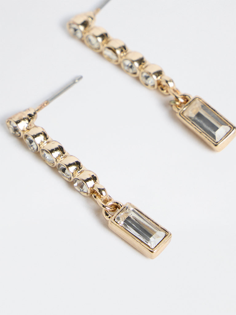 Westside Accessories Gold Crystal Stone Dangler Earrings