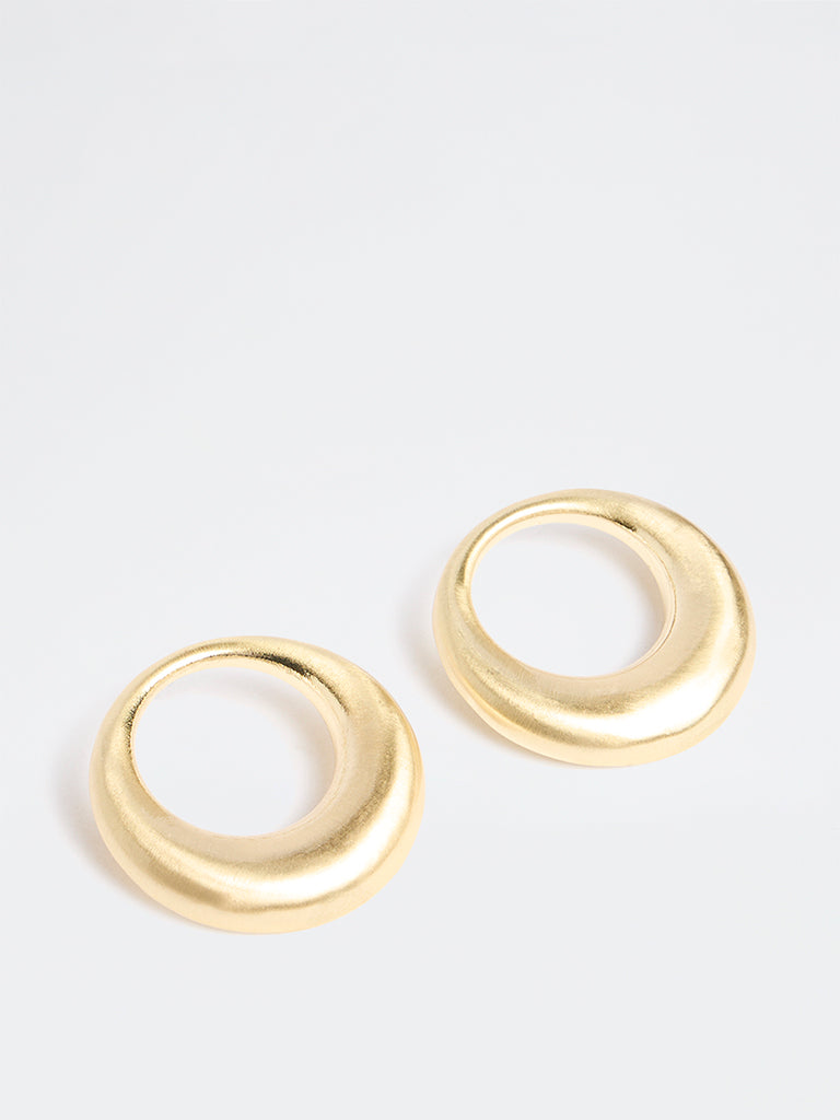 Westside Accessories Gold Circular Statement Stud Earrings