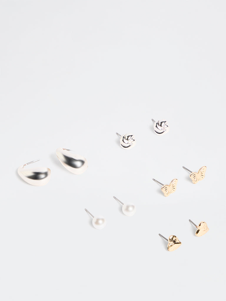 Westside Accessories Gold and Silver Multi-Stud Earrings - Pack of 5