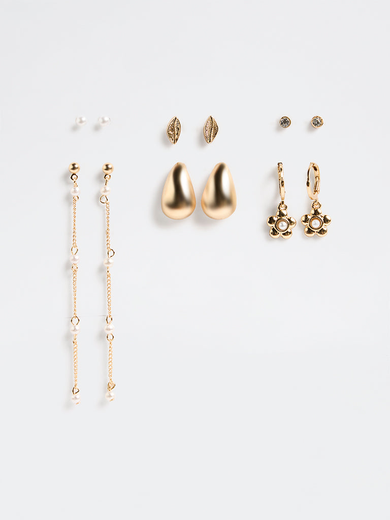 Westside Accessories Gold Hoop and Stud Earrings - Pack of 6