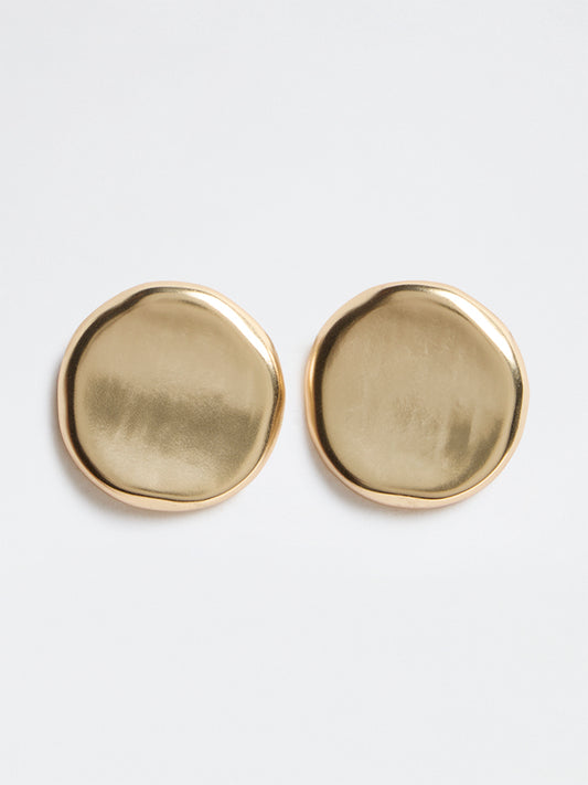 Westside Accessories Gold Sculpted Coin Stud Earrings