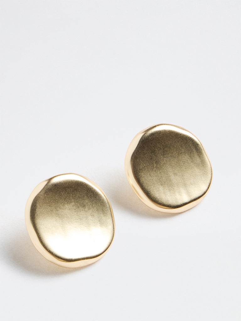 Westside Accessories Gold Sculpted Coin Stud Earrings