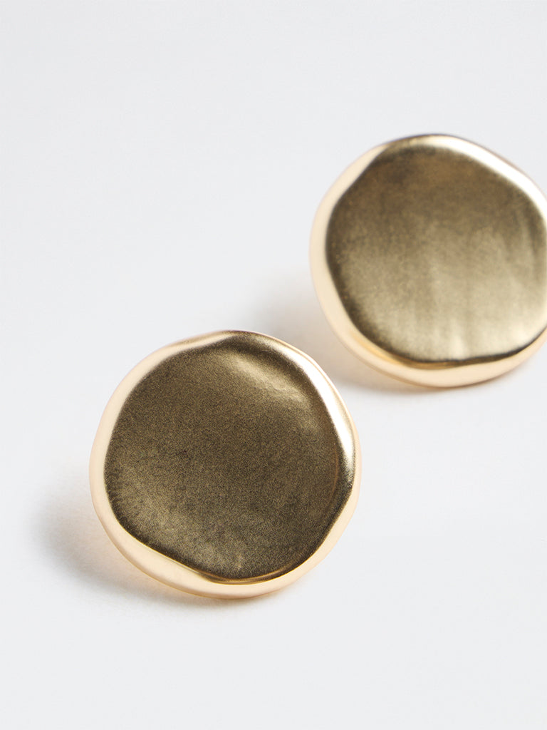 Westside Accessories Gold Sculpted Coin Stud Earrings