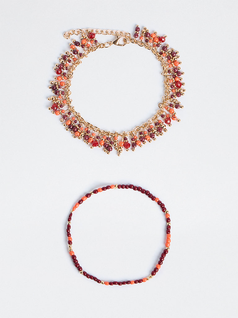 Westside Accessories Multicolour Beaded Bracelets - Pack of 2