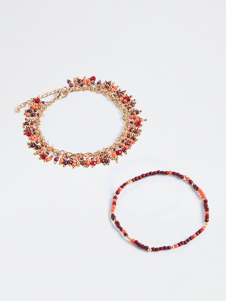 Westside Accessories Multicolour Beaded Bracelets - Pack of 2