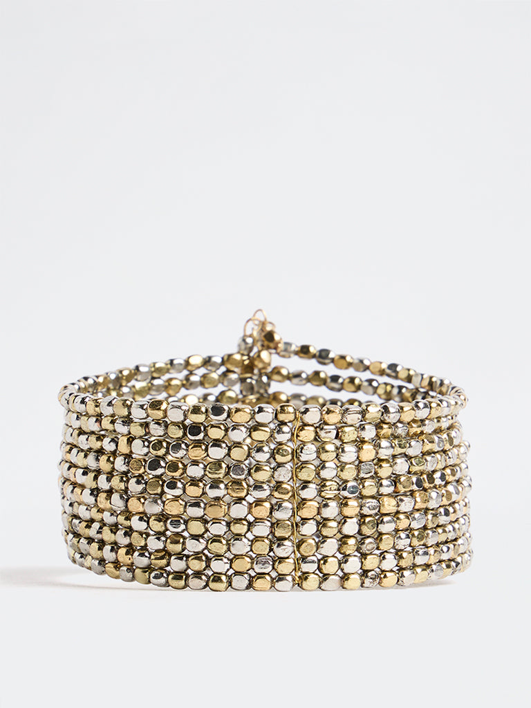 Westside Accessories Gold and Silver Beaded Coiled Bracelet