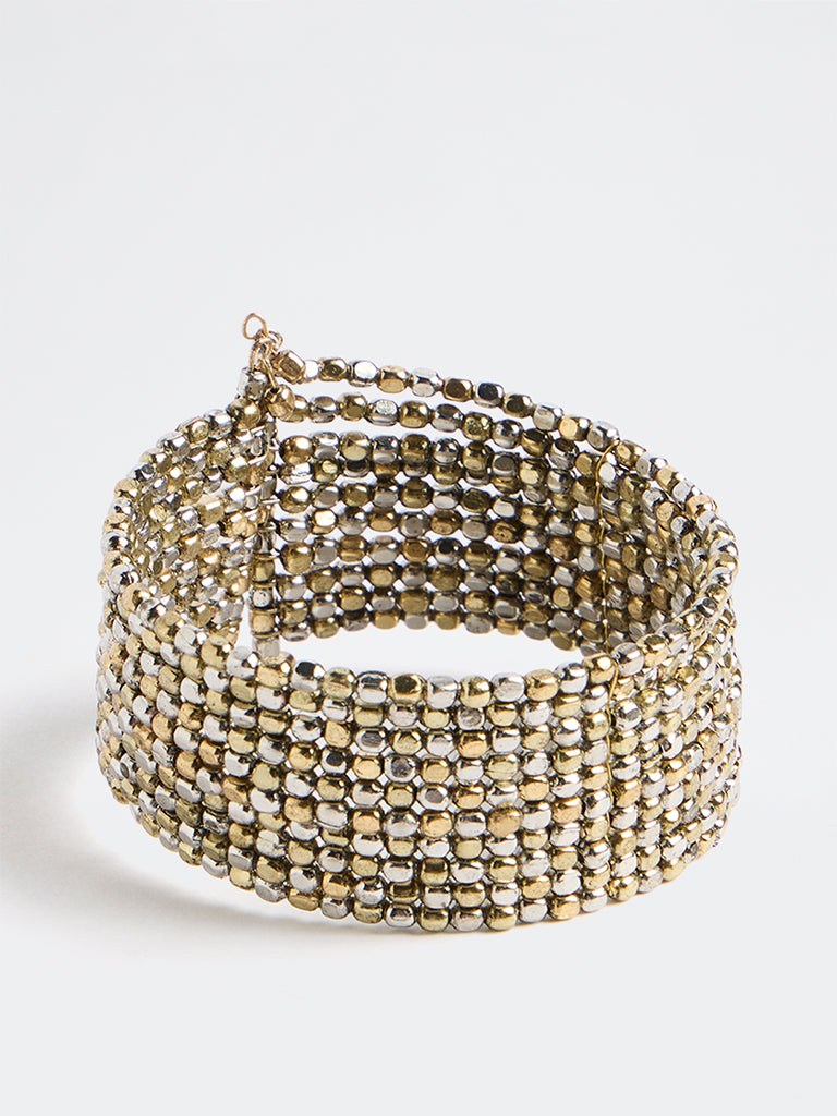Westside Accessories Gold and Silver Beaded Coiled Bracelet