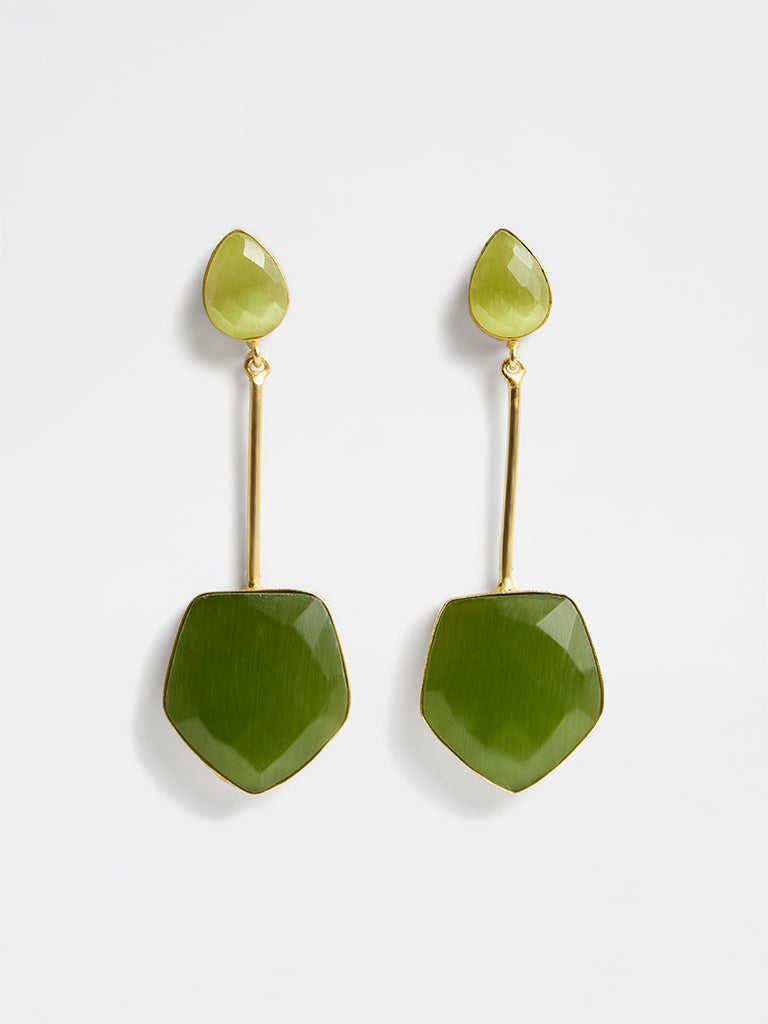 Westside Accessories Green Stone Dangler Earrings