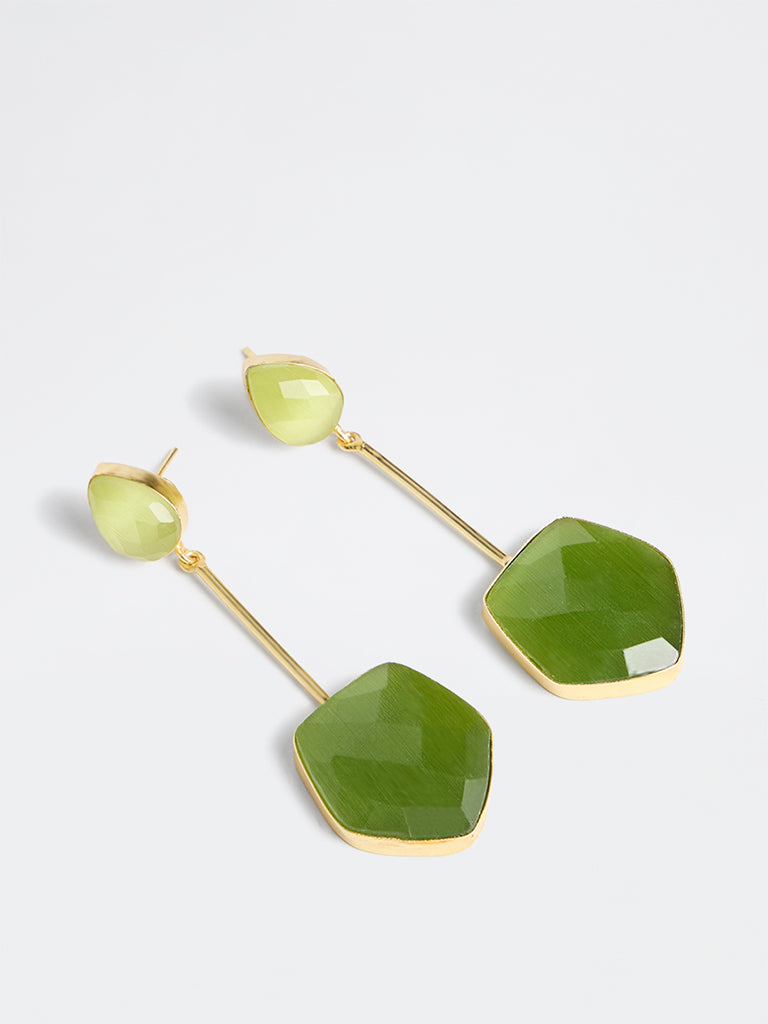 Westside Accessories Green Stone Dangler Earrings