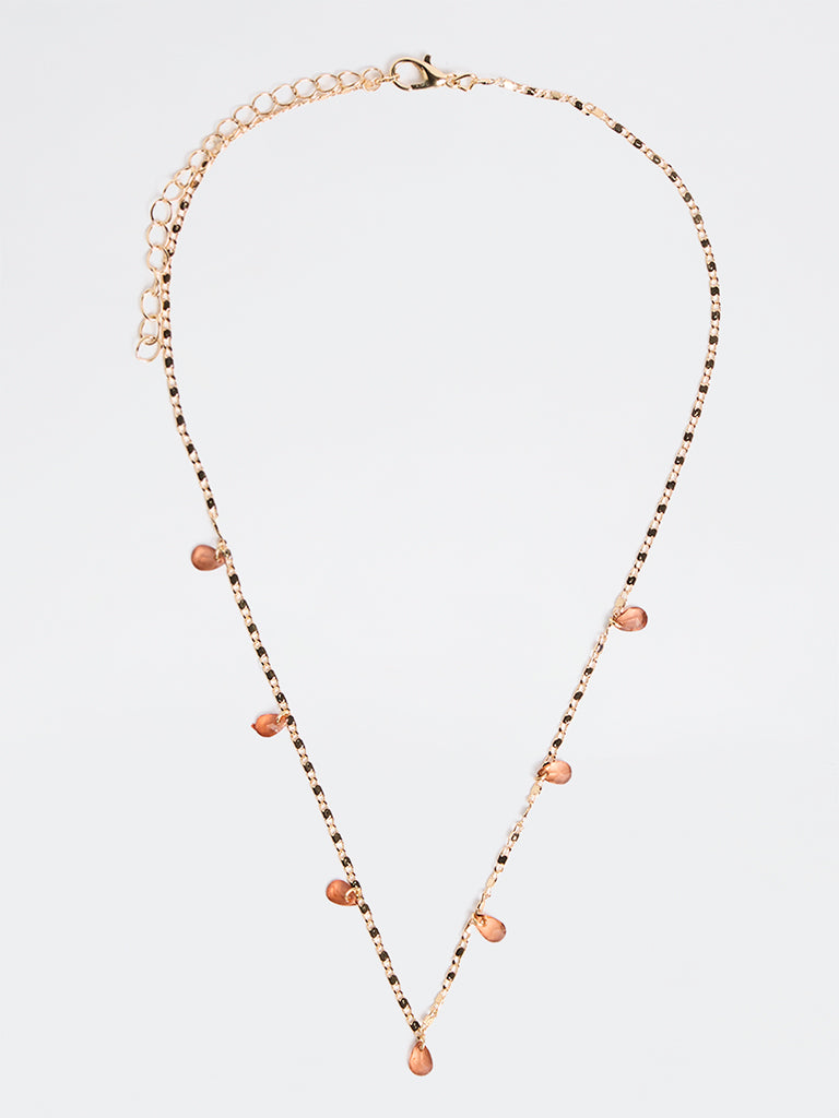 Westside Accessories Gold and Wine Crystal Charm Necklace