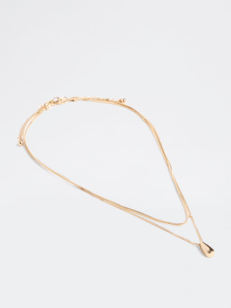 Westside Accessories Gold Teardrop Pendant Layer Necklace - Pack of 2