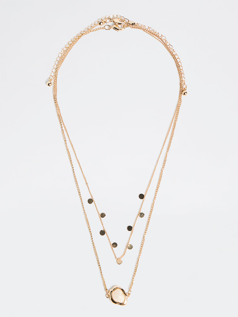 Westside Accessories Gold Disc Charm Layer Chain Necklaces - Pack of 2