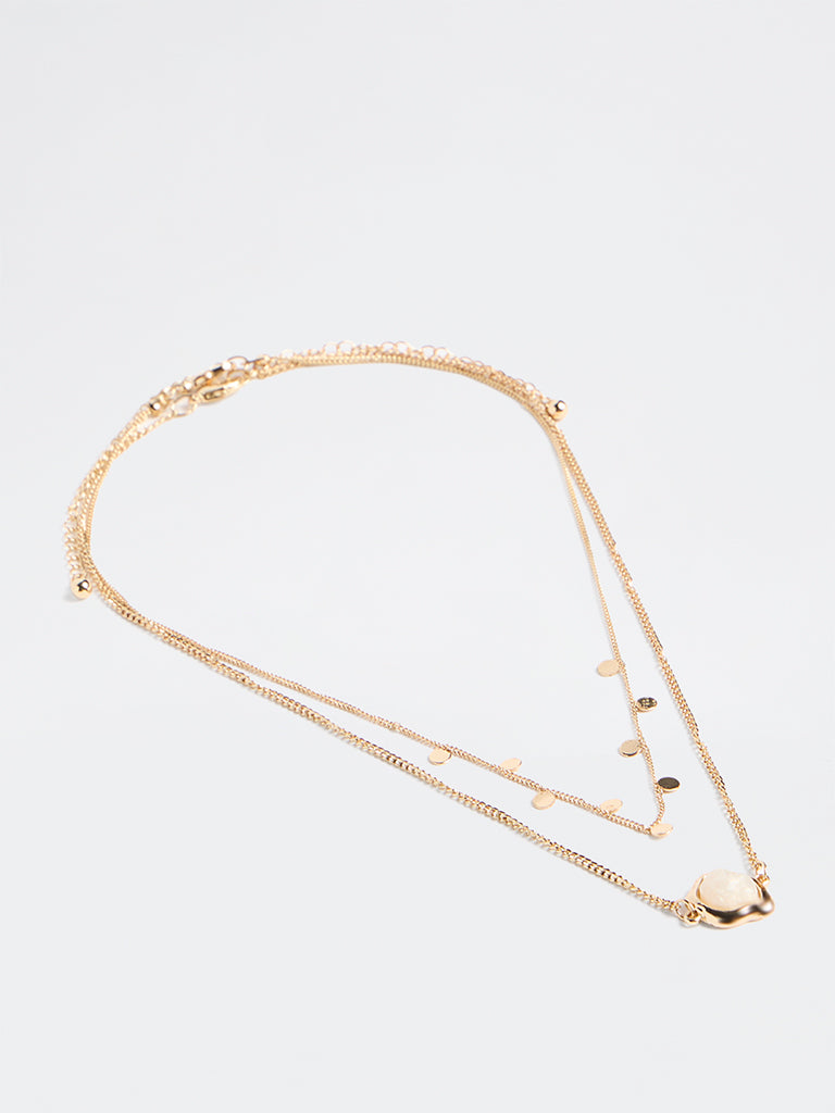 Westside Accessories Gold Disc Charm Layer Chain Necklaces - Pack of 2
