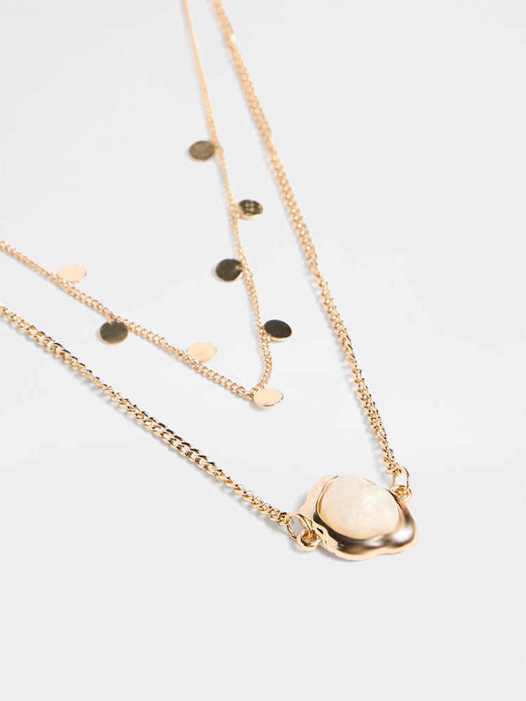 Westside Accessories Gold Disc Charm Layer Chain Necklaces - Pack of 2