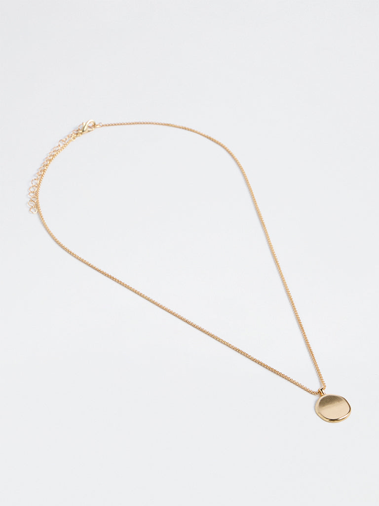 Westside Accessories Gold Sculpted Coin Pendant Necklace