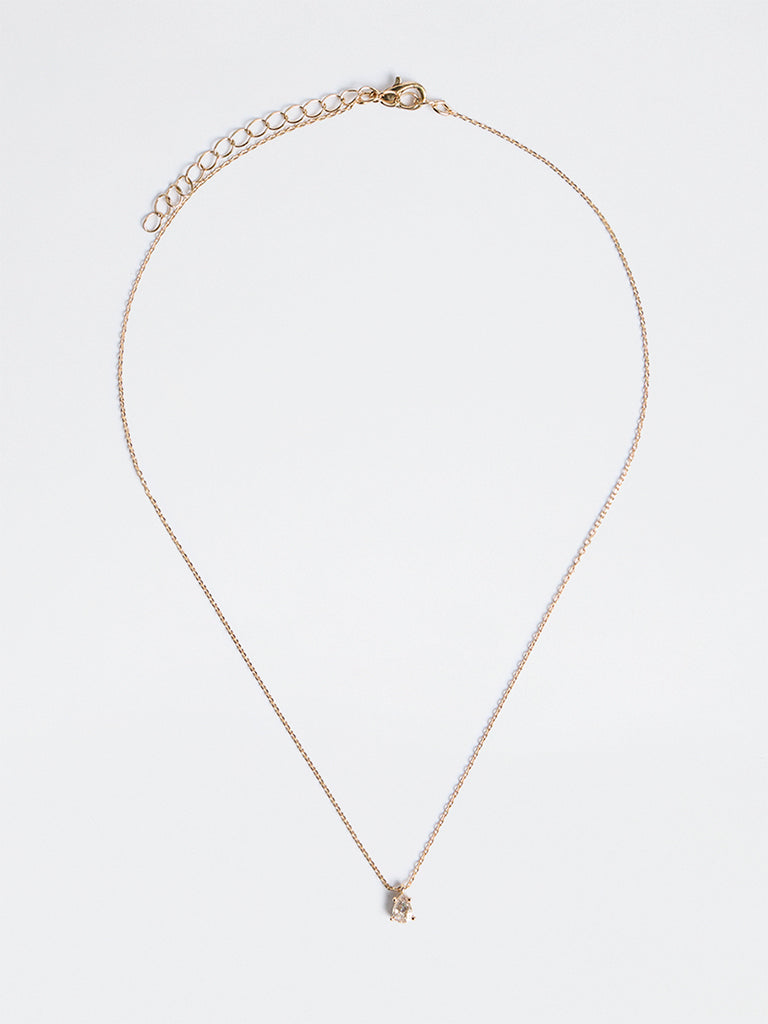 Westside Accessories Gold Crystal Teardrop Pendant Chain Necklace